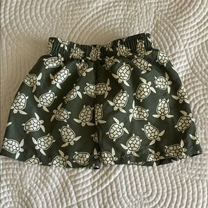 Green Turtle Print Shorts